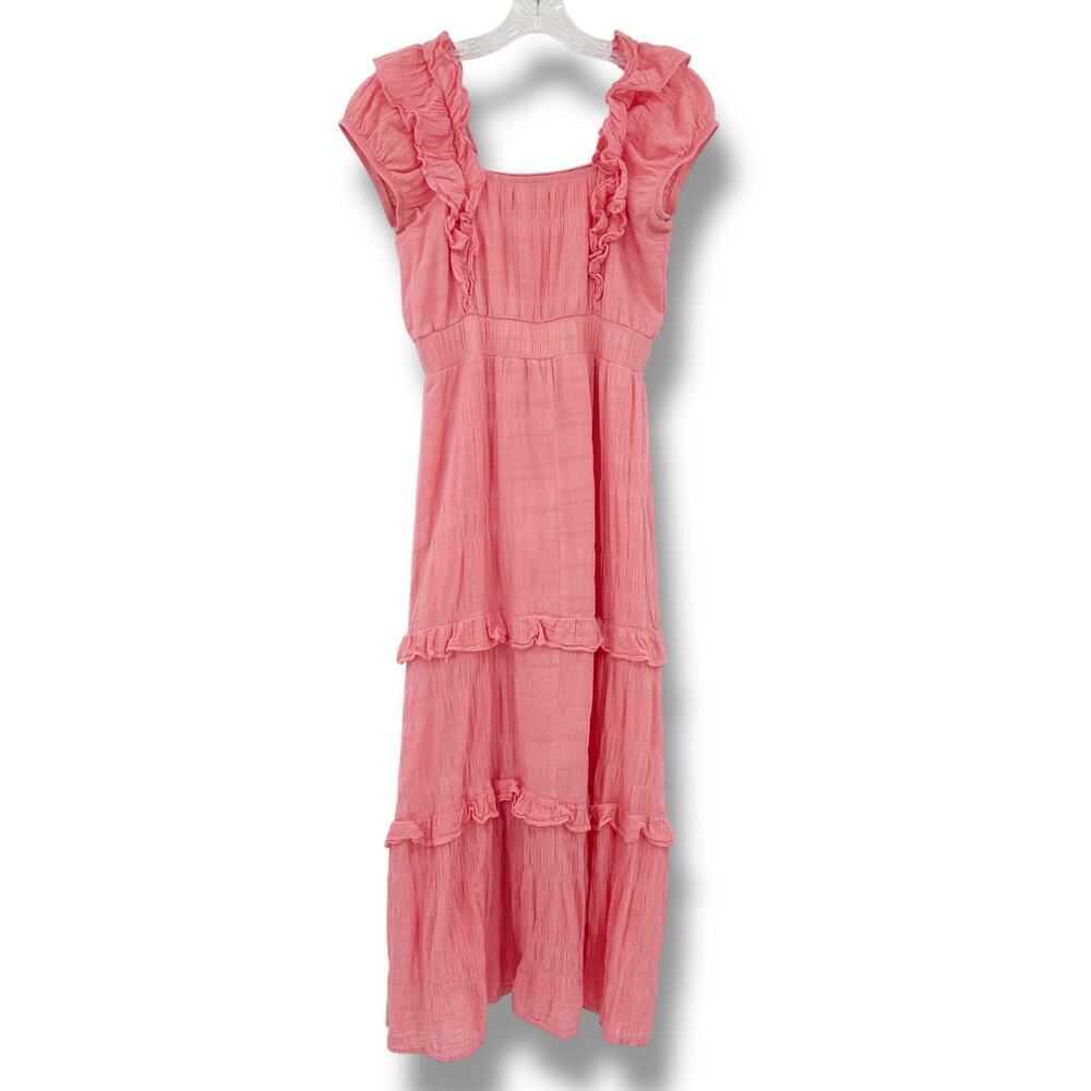 Betsey Johnson Lovely Layers Maxi Dress Pink Tiered Ruffle Cotton Womens Size S - Picture 9 of 13